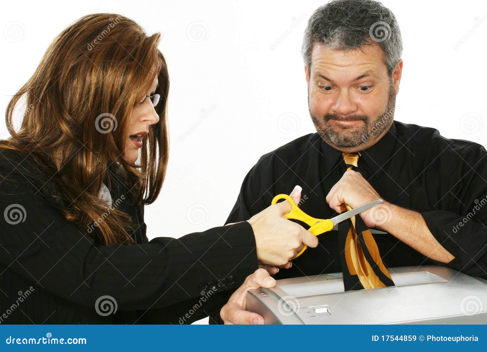 Woman Cutting Man s Tie stock image. Image of scissor 17544859