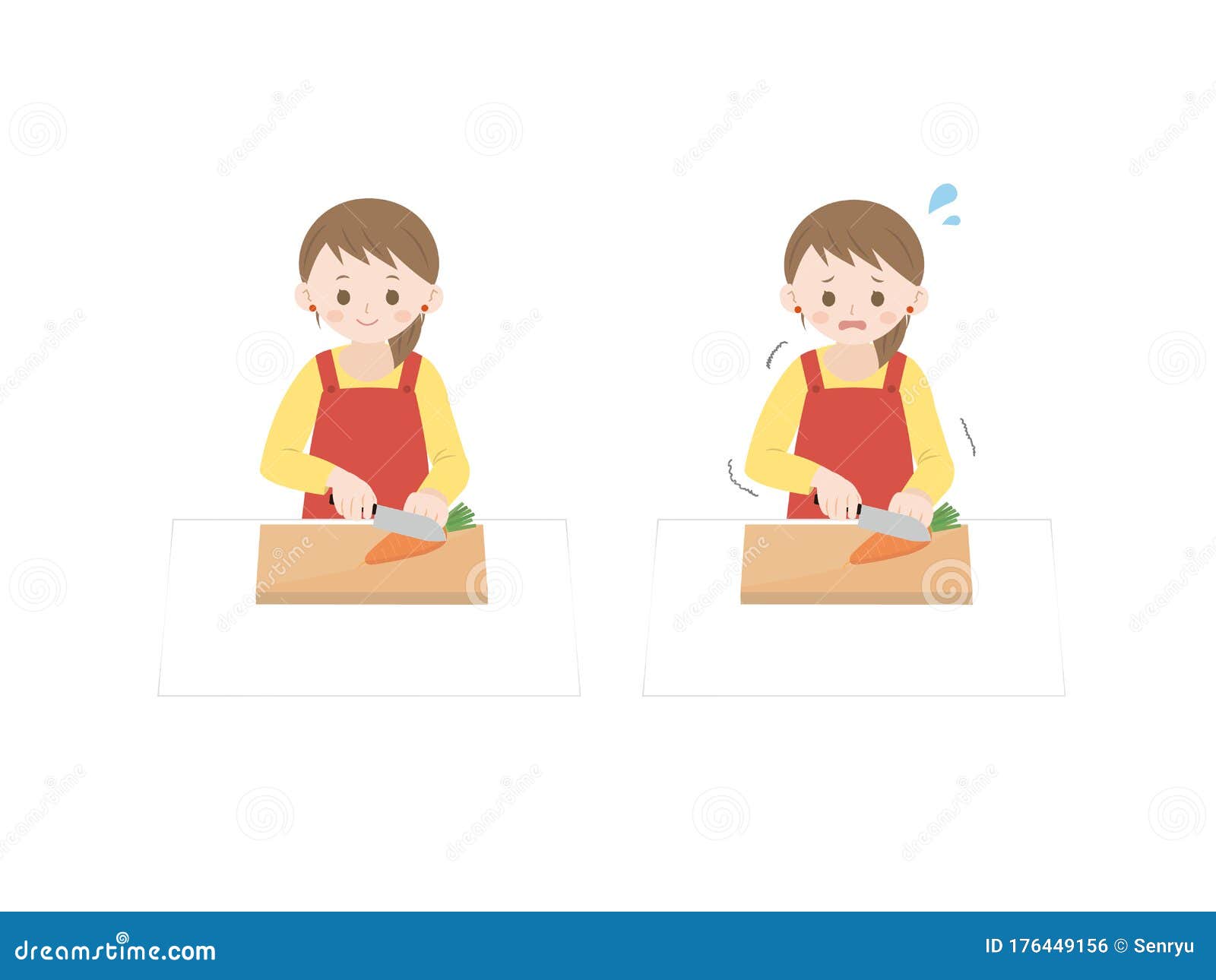 Woman cutting vegetables stock vector. Illustration of dinner 176449156