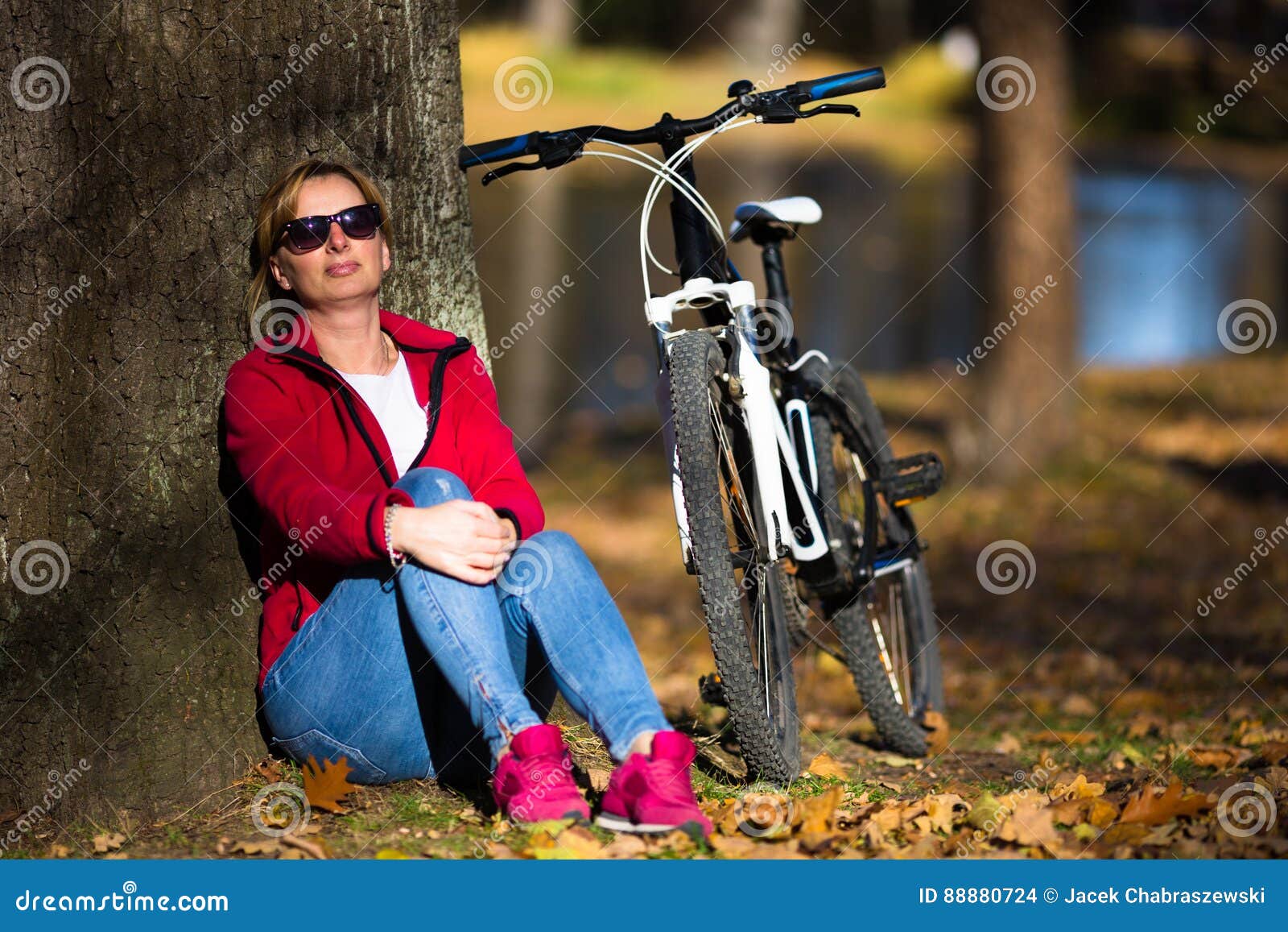 Woman cycling stock photo. Image of people, girl, horizontal 88880724
