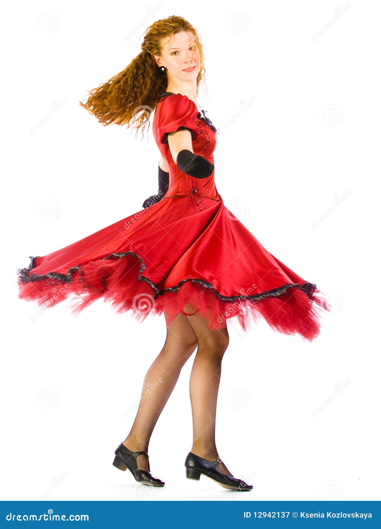 Woman dance in red dress stock image. Image of energy 12942137