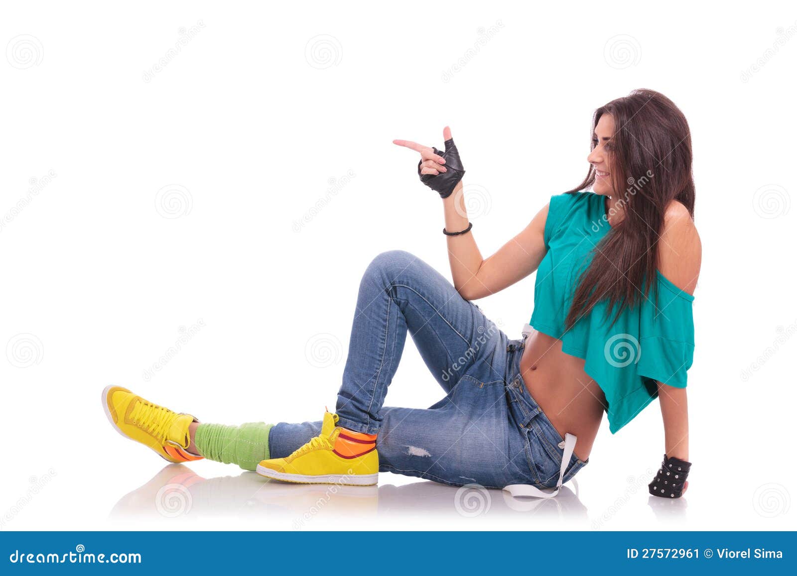 Woman Dancer On The Floor Pointing Stock Image Image Of Flexibility Cool 27572961