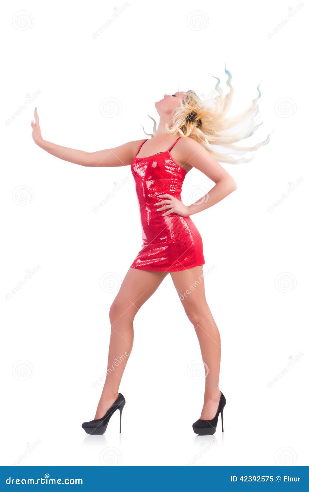 Woman Dancing in Red Dress Isolated Stock Image Image of ballet