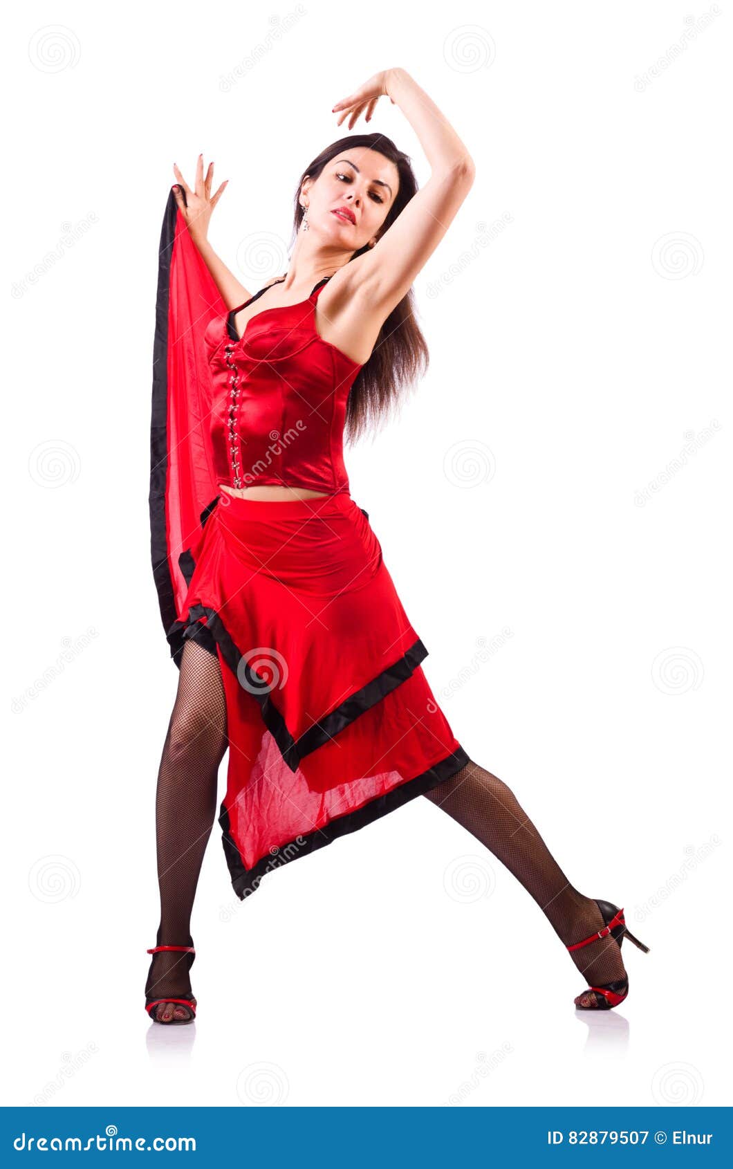 The Woman Dancing Traditional Spanish Dance Isolated on White Stock Image Image of motion