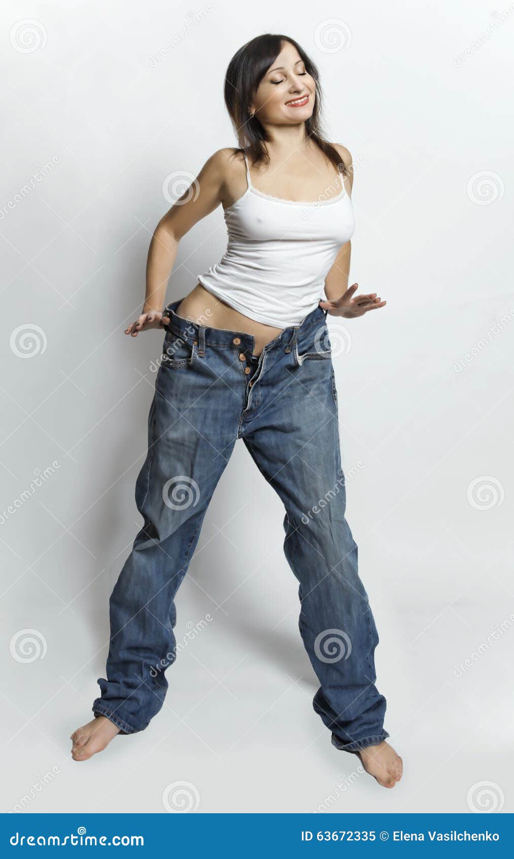 Woman Dancing and Wearing Boyfriend S Jeans Stock Image - Image of ...