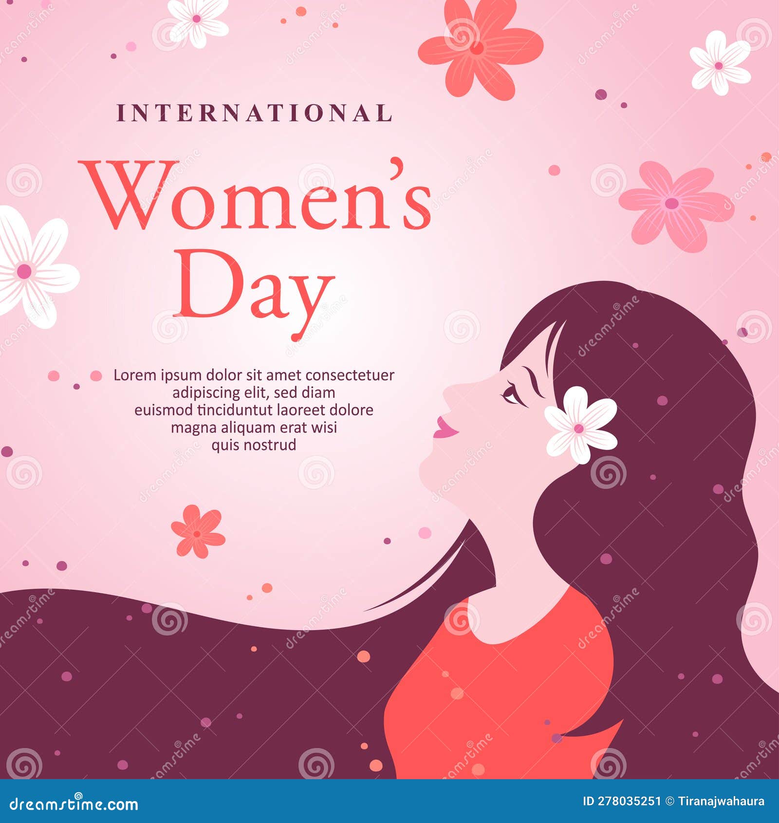 International Women S Day Illustration with Monochromatic Color Design Stock Vector