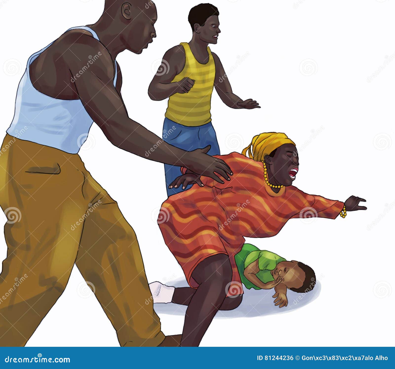 Woman defending a child stock illustration. Illustration of defending