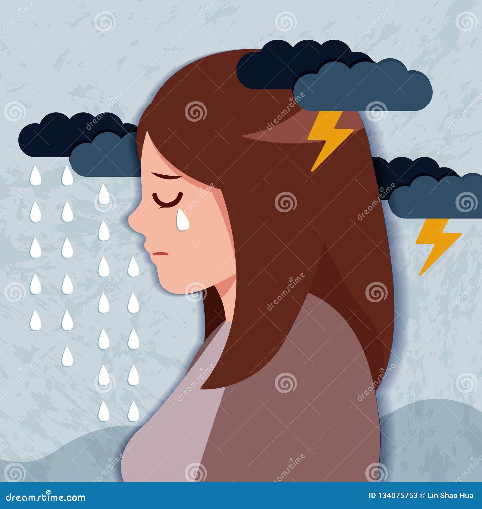 Woman with Depressed Problem Stock Vector - Illustration of drop ...