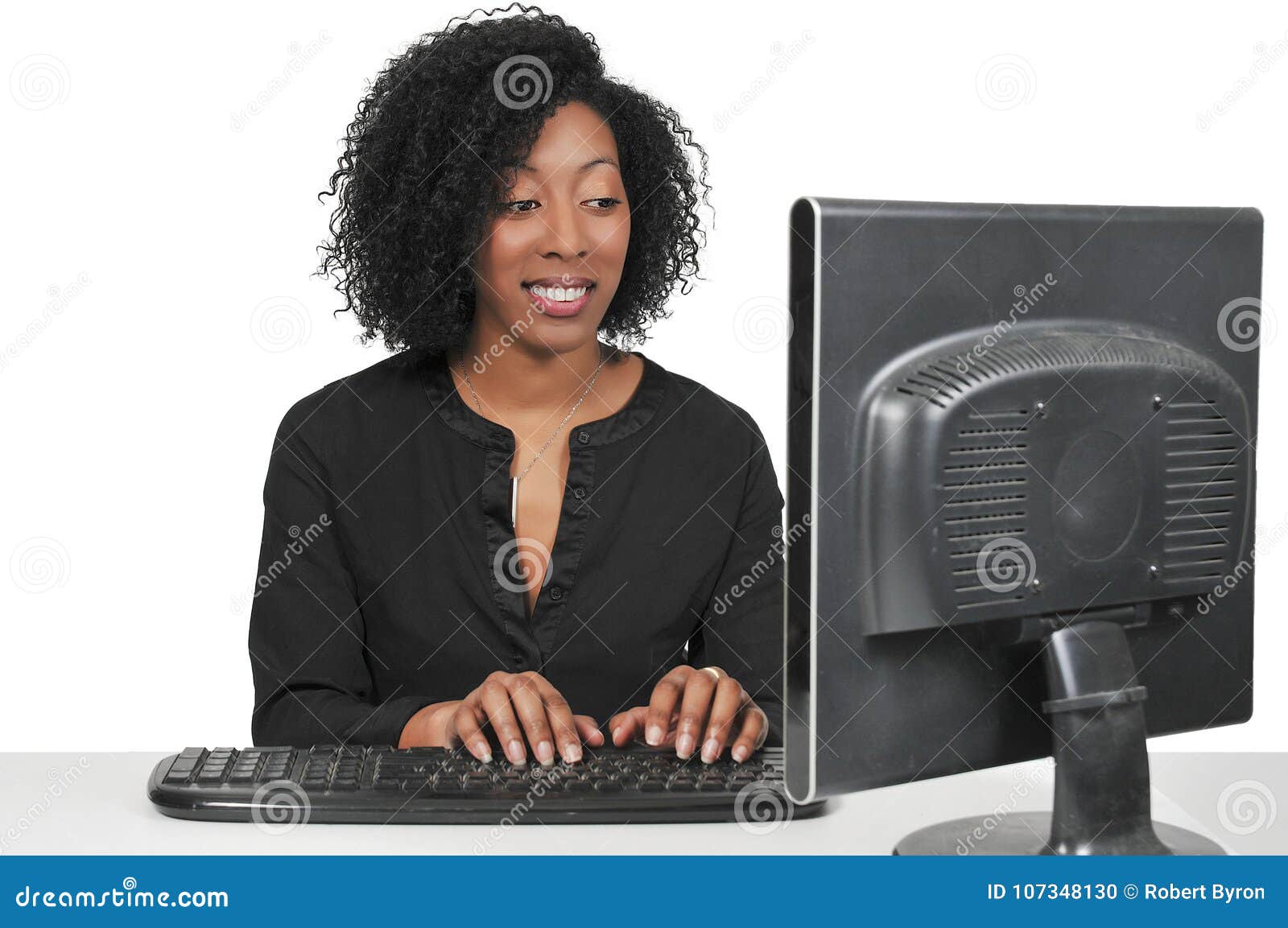 woman on desktop computer