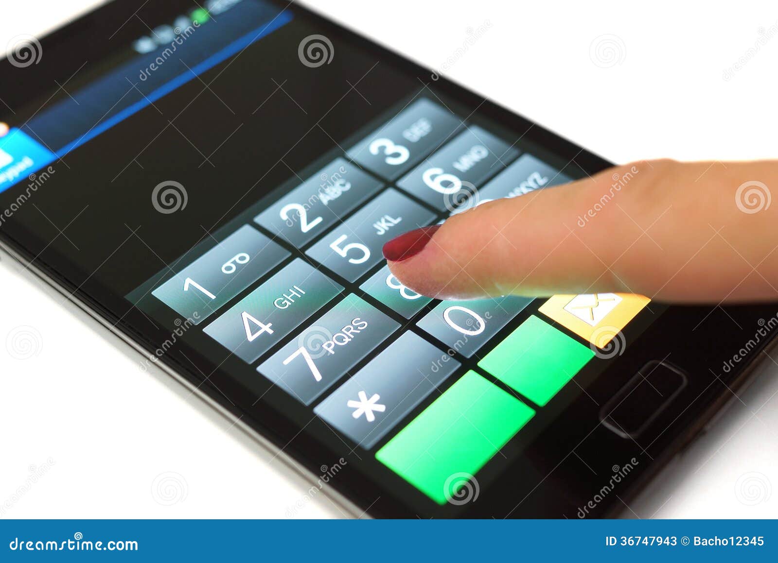 Woman is Dialing on Mobile Touchscreen Phone Stock Image Image of