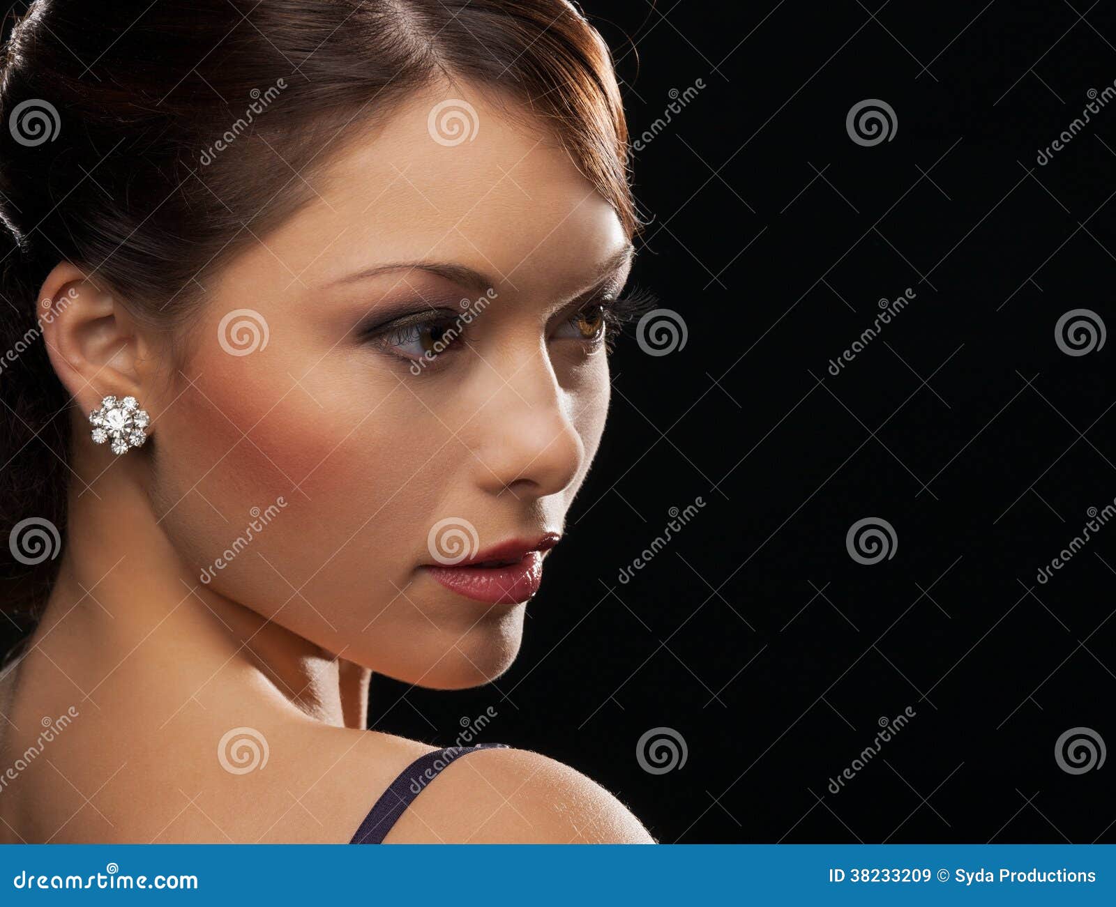 Woman with Diamond Earrings Stock Image Image of gemstone, elegance