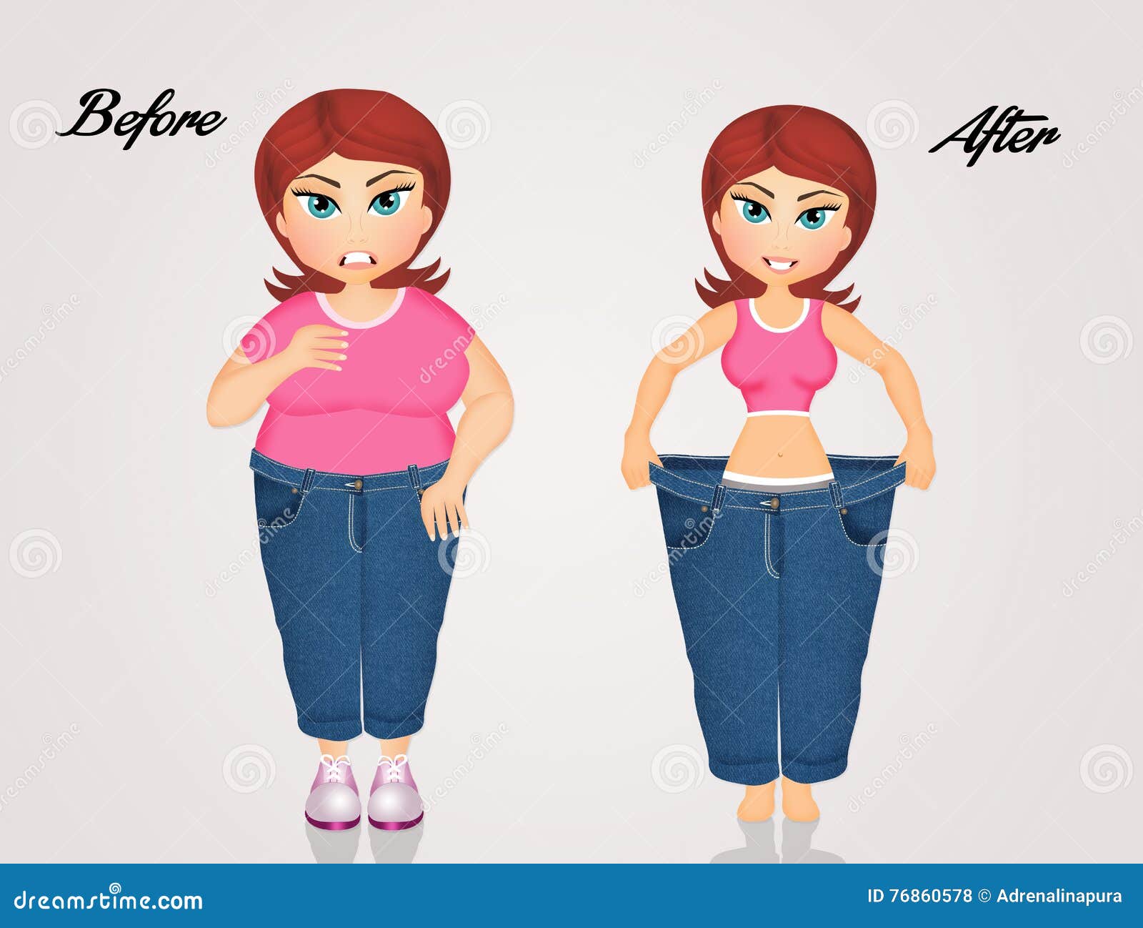 Woman before and after the Diet Stock Illustration - Illustration of ...
