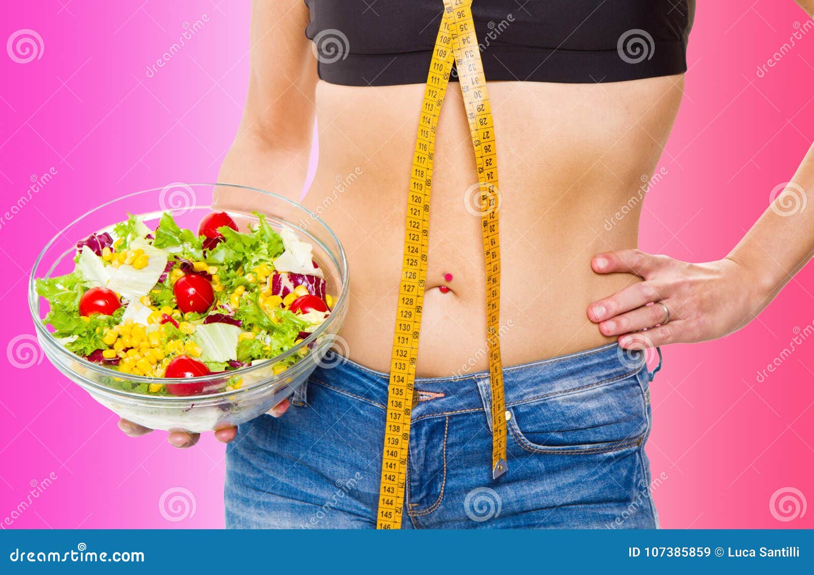Woman in Diet with Salad Bowl Stock Image Image of thin, figure