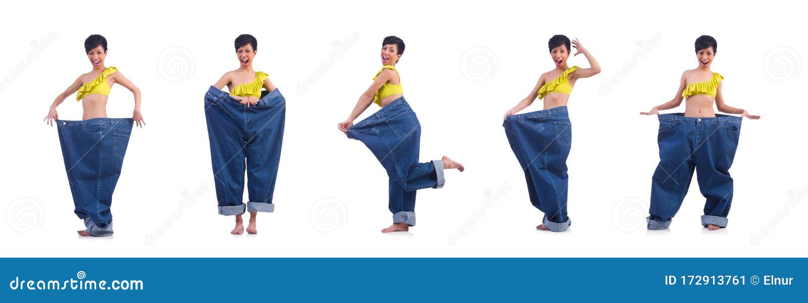 Woman in Dieting Concept with Big Jeans Stock Image - Image of diet ...