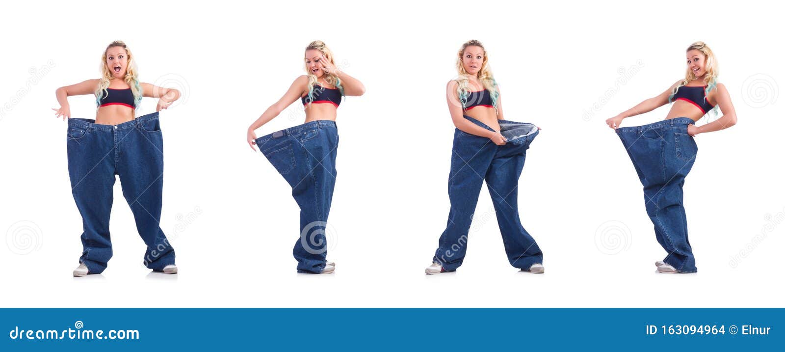 Woman in Dieting Concept with Big Jeans Stock Photo - Image of female ...