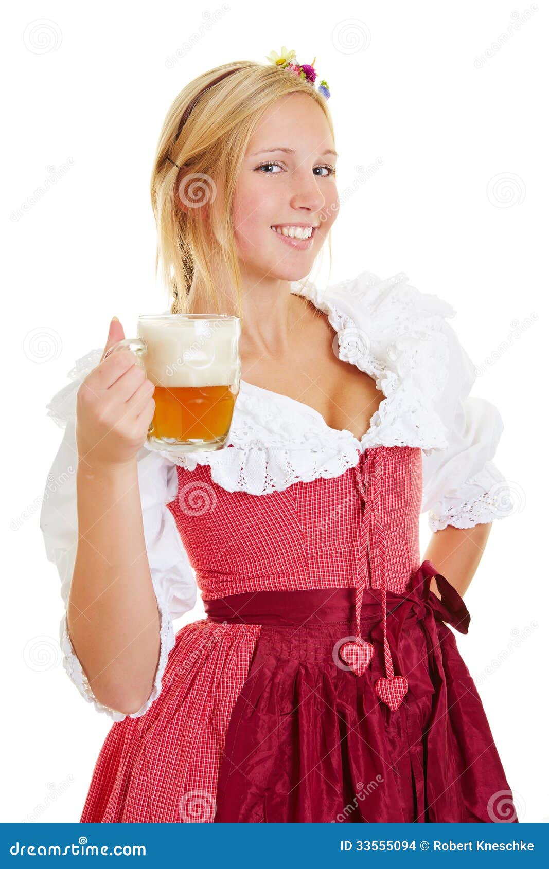 Woman in Dirndl Drinking Beer Stock Photo - Image of traditional, liter ...
