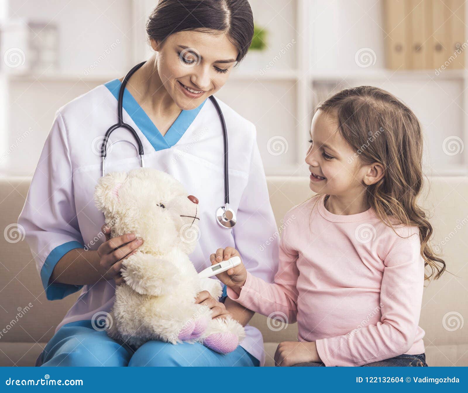 Woman Doctor With Little Girl Stock Photo Image Of Female Friendly