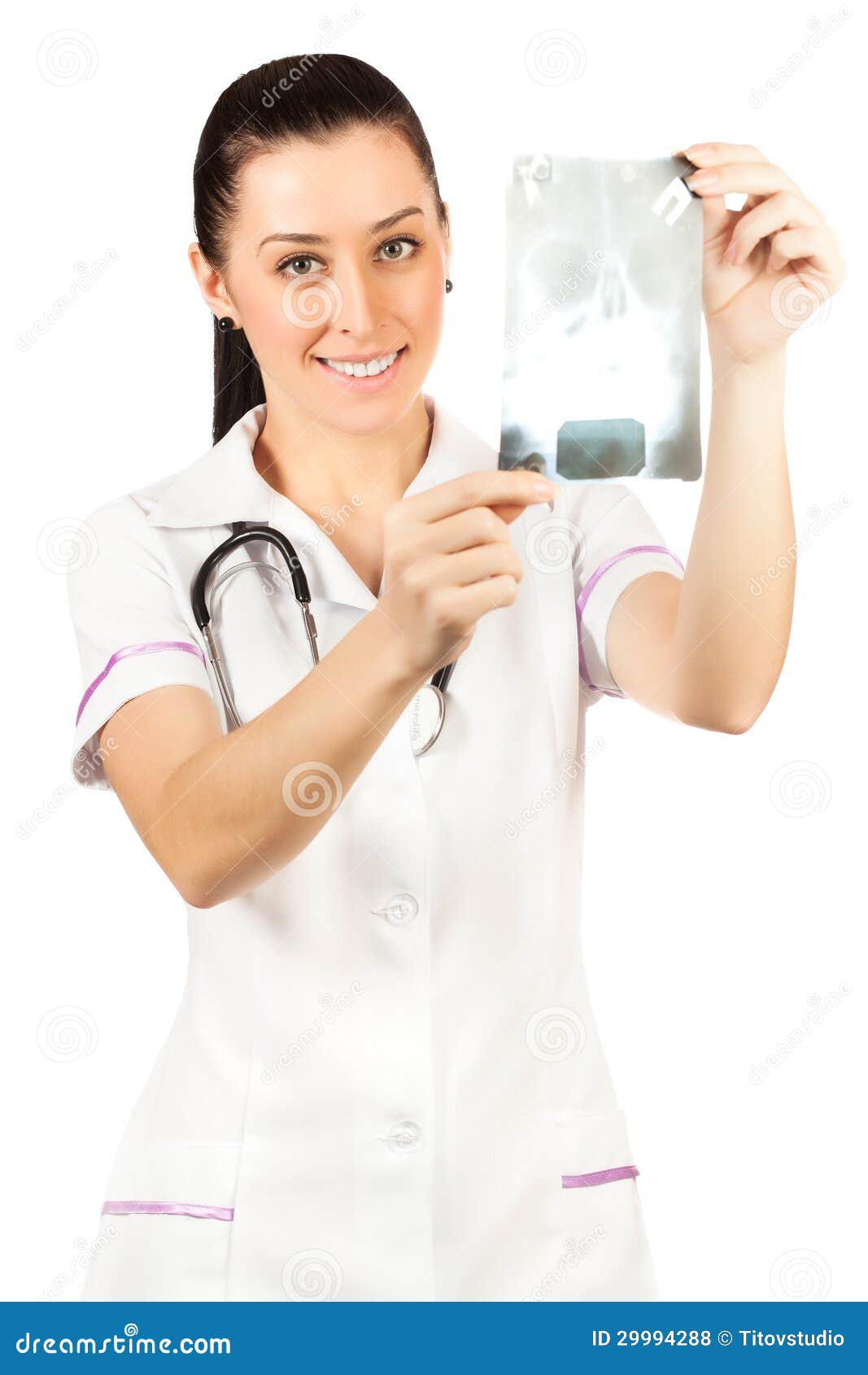 woman doctor is looking roentgenogram