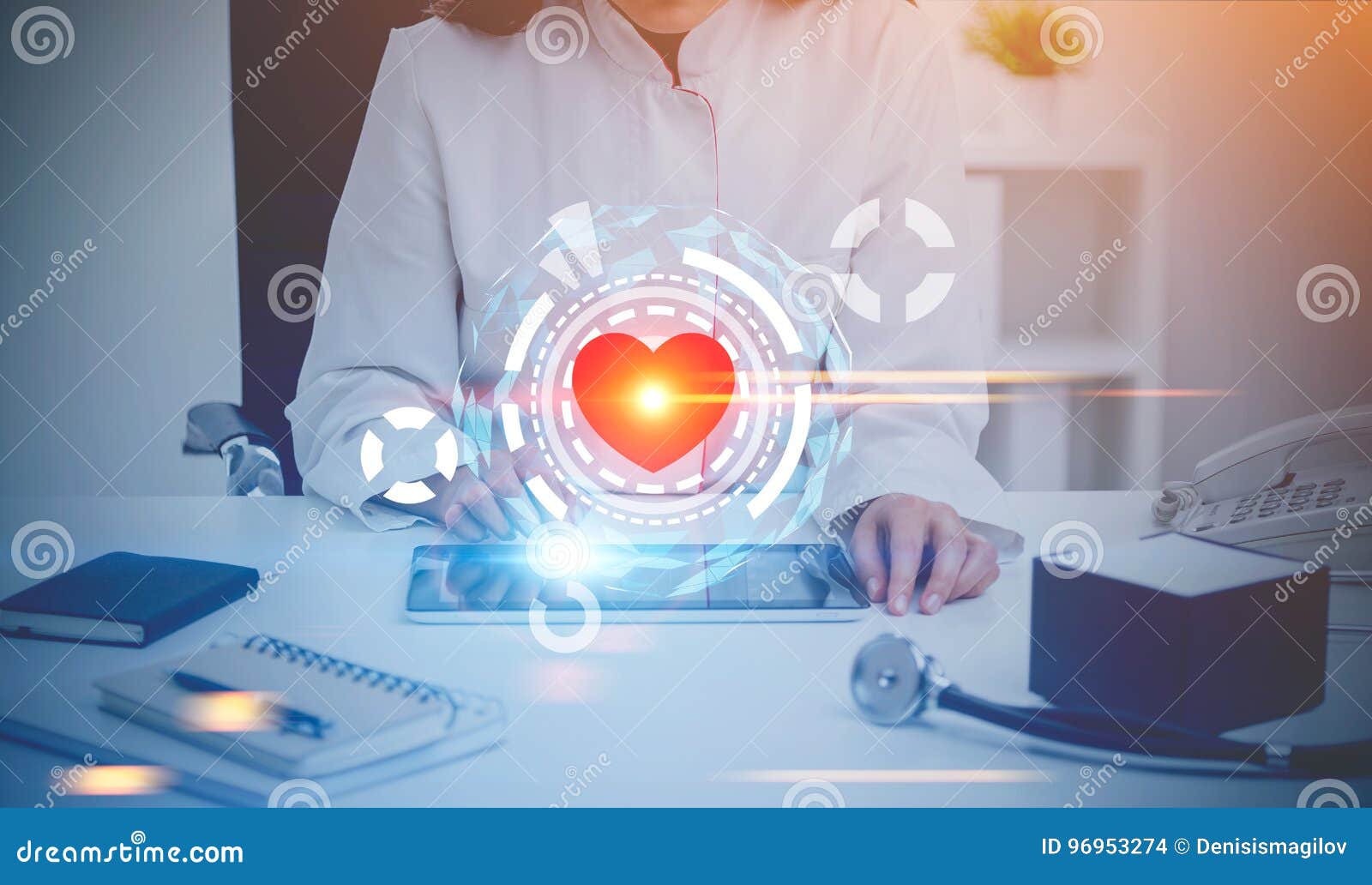 Woman Doctor Office Heart Hud Stock Photo Image Of Hospital