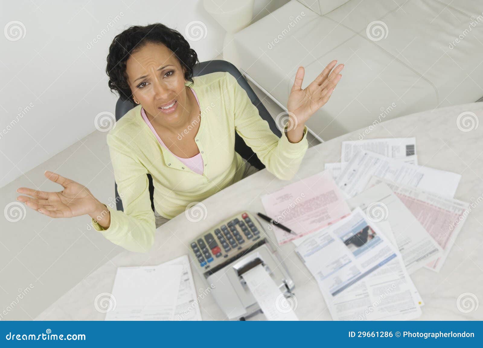 woman with documents and expense receipt