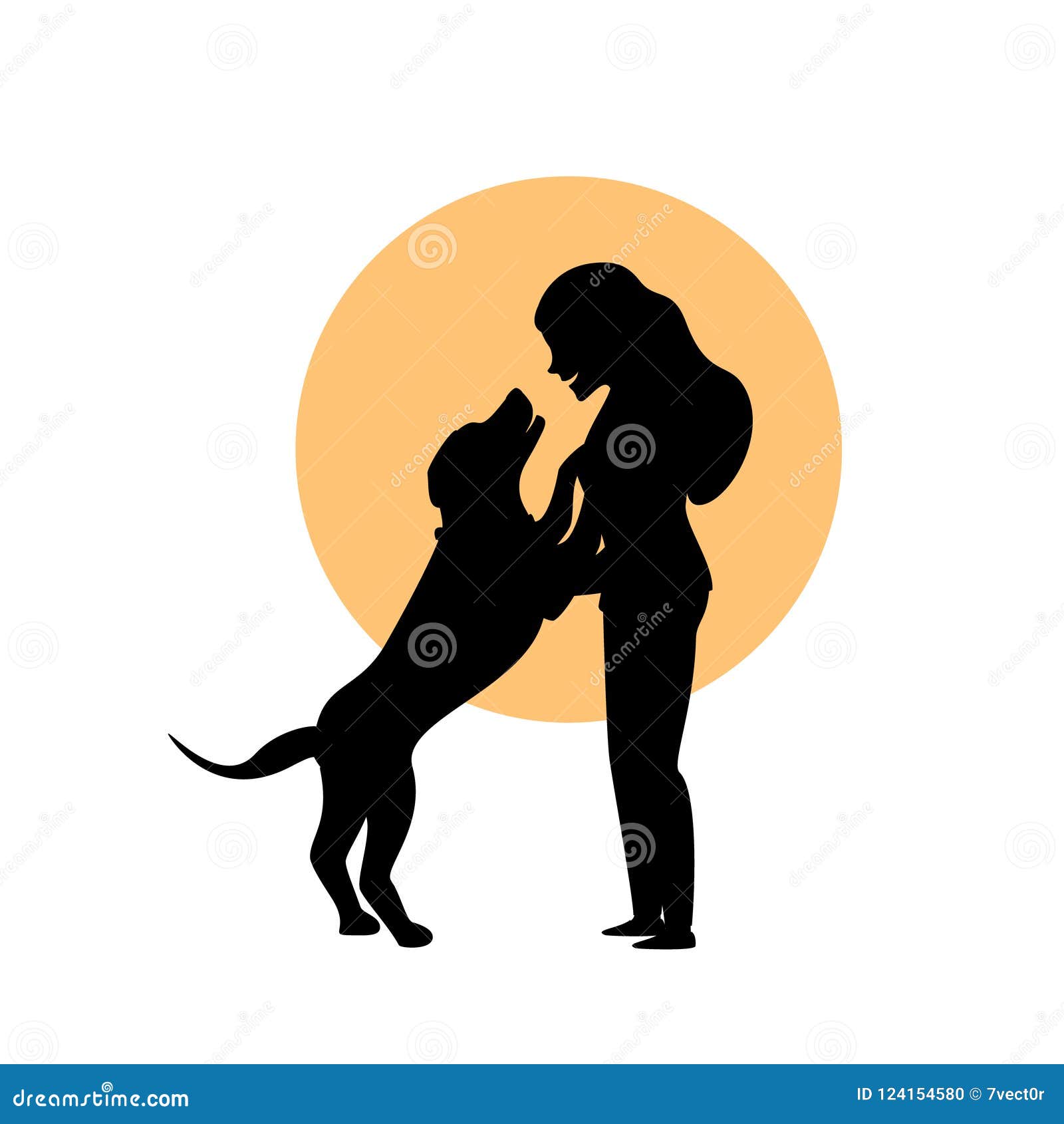 woman and a dog hug cuddle cute silhouette