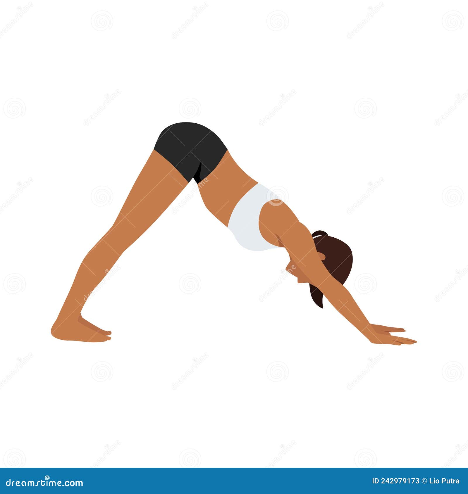 woman doing adho mukha svanasana or downward facing dog yoga pose