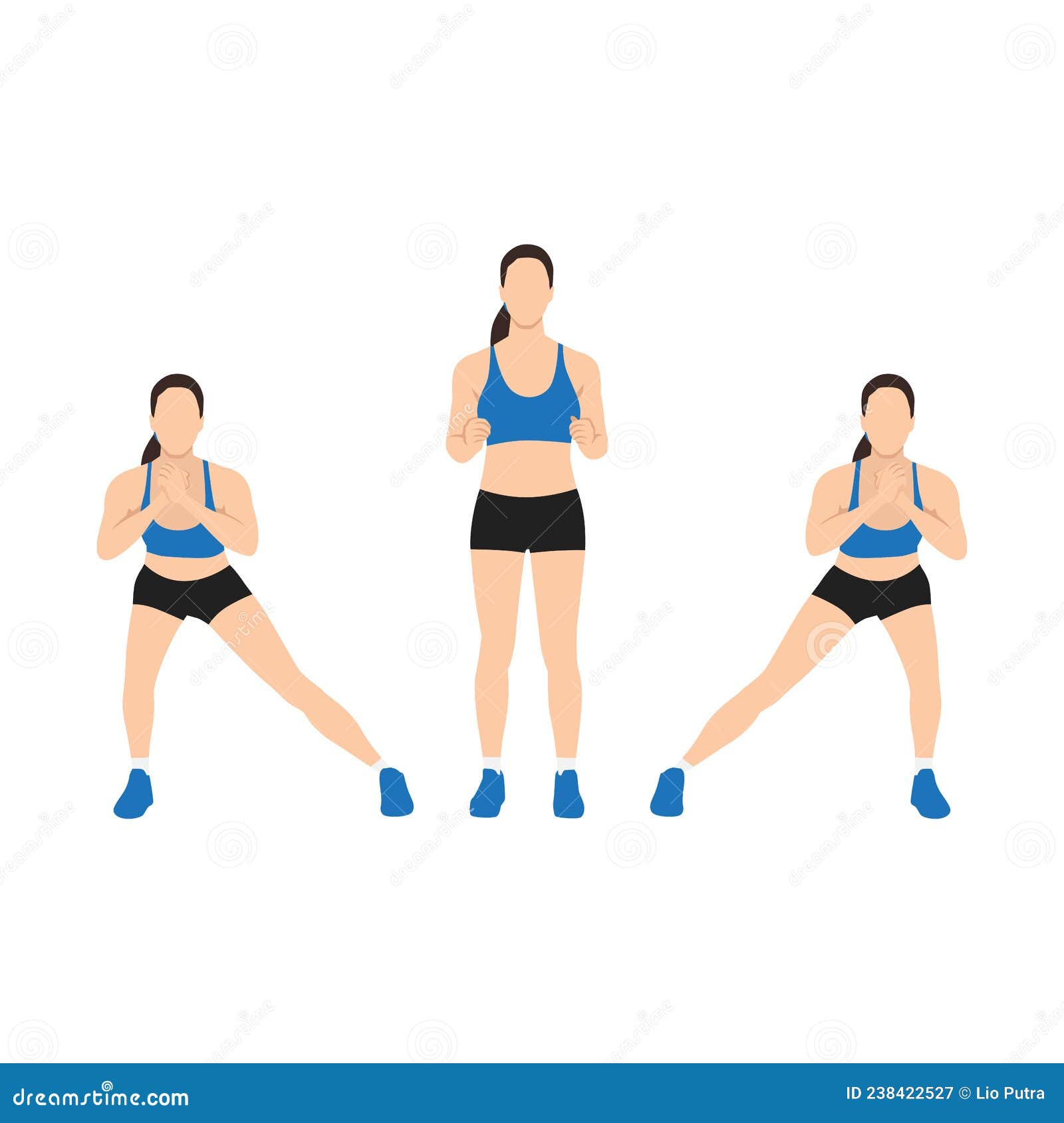 woman doing alternating side lunge exercise.