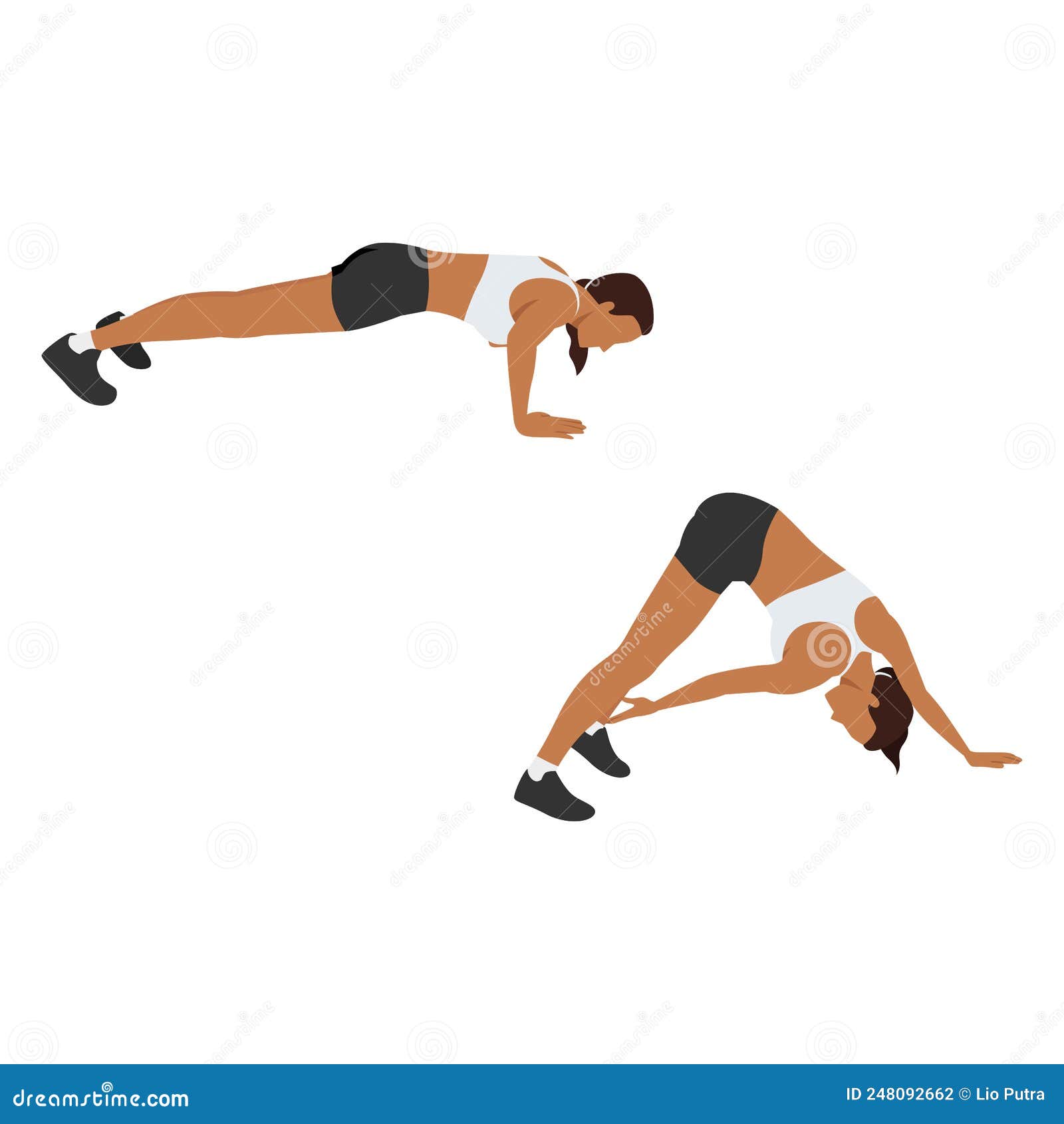 Woman Doing Sports Exercises Knee Push-ups Stock Illustration