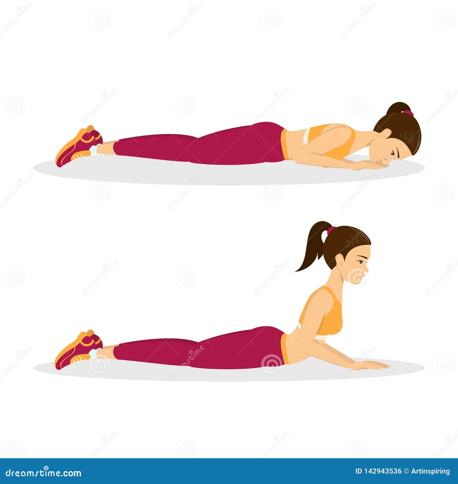 Woman doing upper back stretch exercise Royalty Free Vector