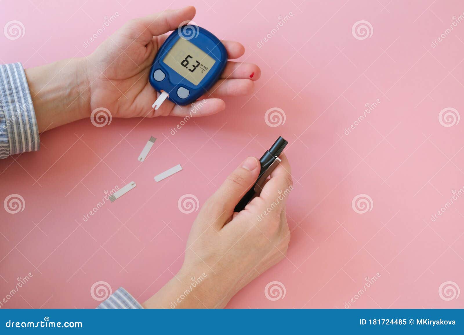 Woman Doing Blood Glucose Measurement Using Diabetes, Gestational Diabetes Mellitus