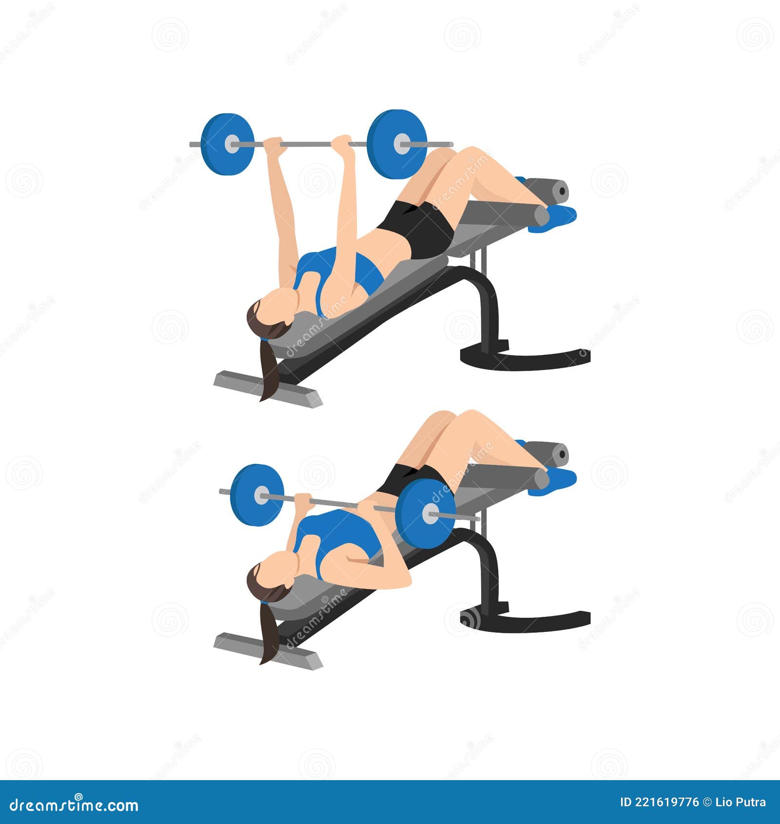 Exercising. French Press with a Barbell Lying Stock Illustration -  Illustration of exercising, uniform: 59331994