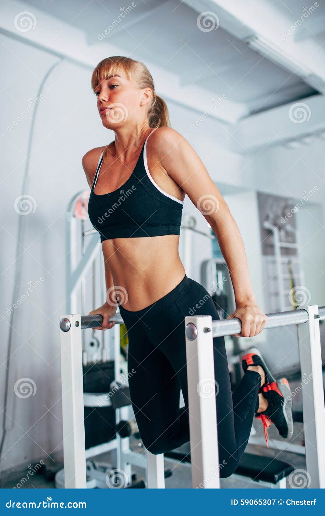 Woman Doing Dips in the Gym Stock Image Image of active, club 59065307