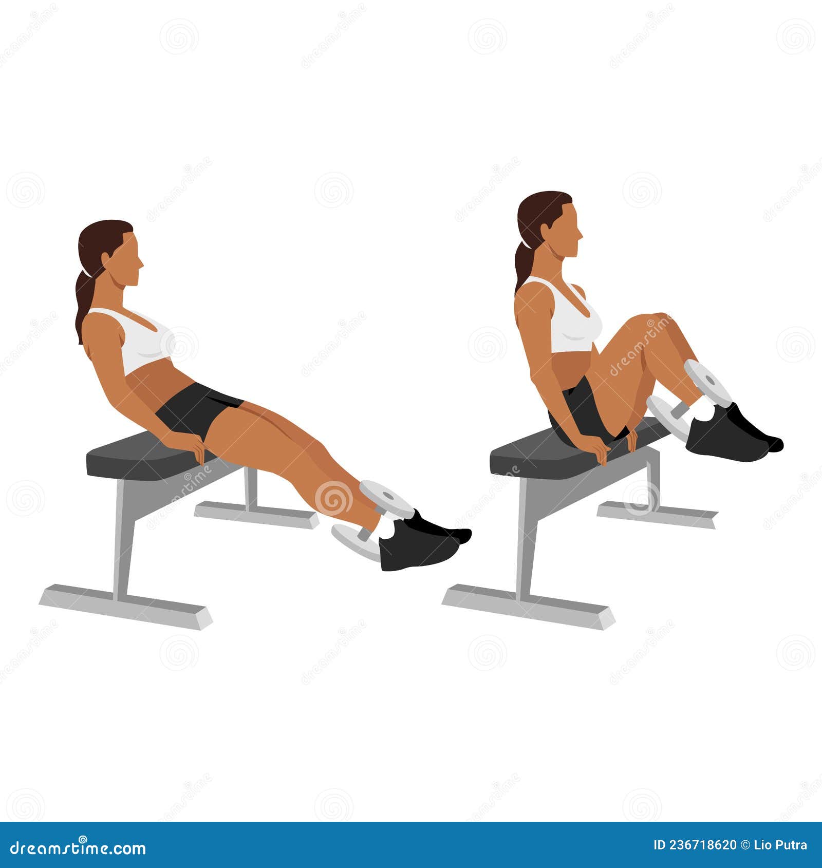 woman doing dumbbell weighted leg pull-ins