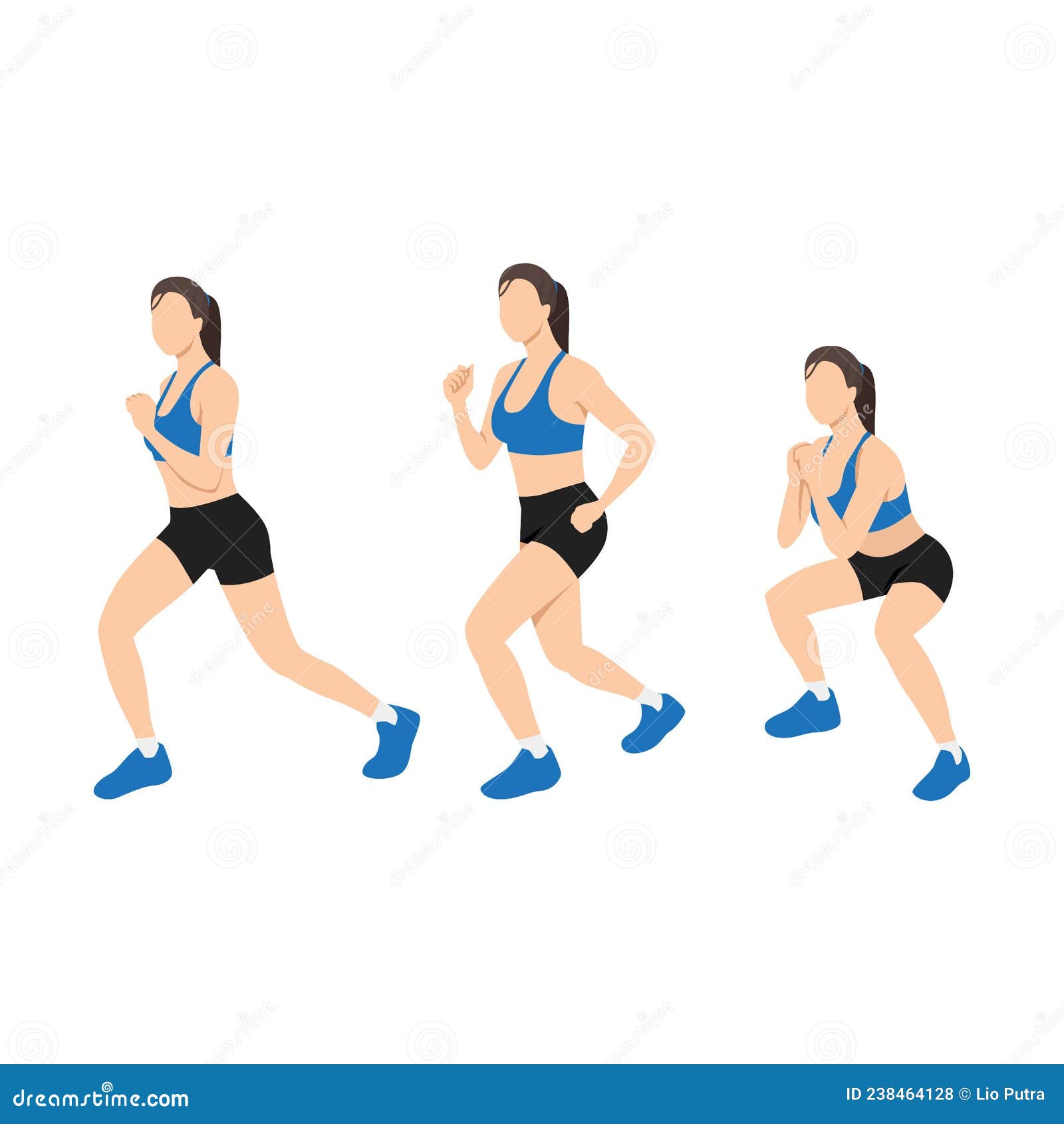 woman doing flutter kick squat exercise.