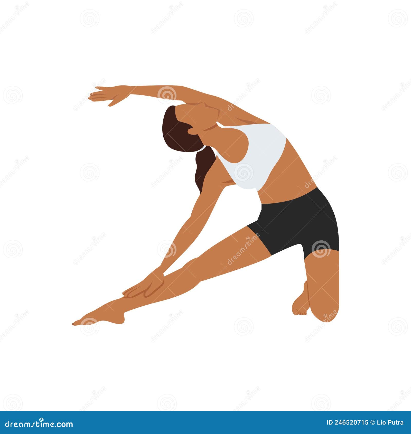 woman doing gate pose parighasana exercise.