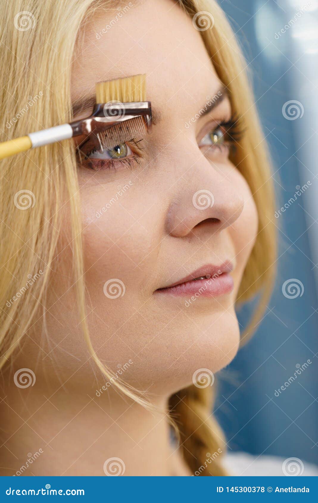 Woman Brushing Her Eyebrows Stock Photo Image of makeup, woman 145300378