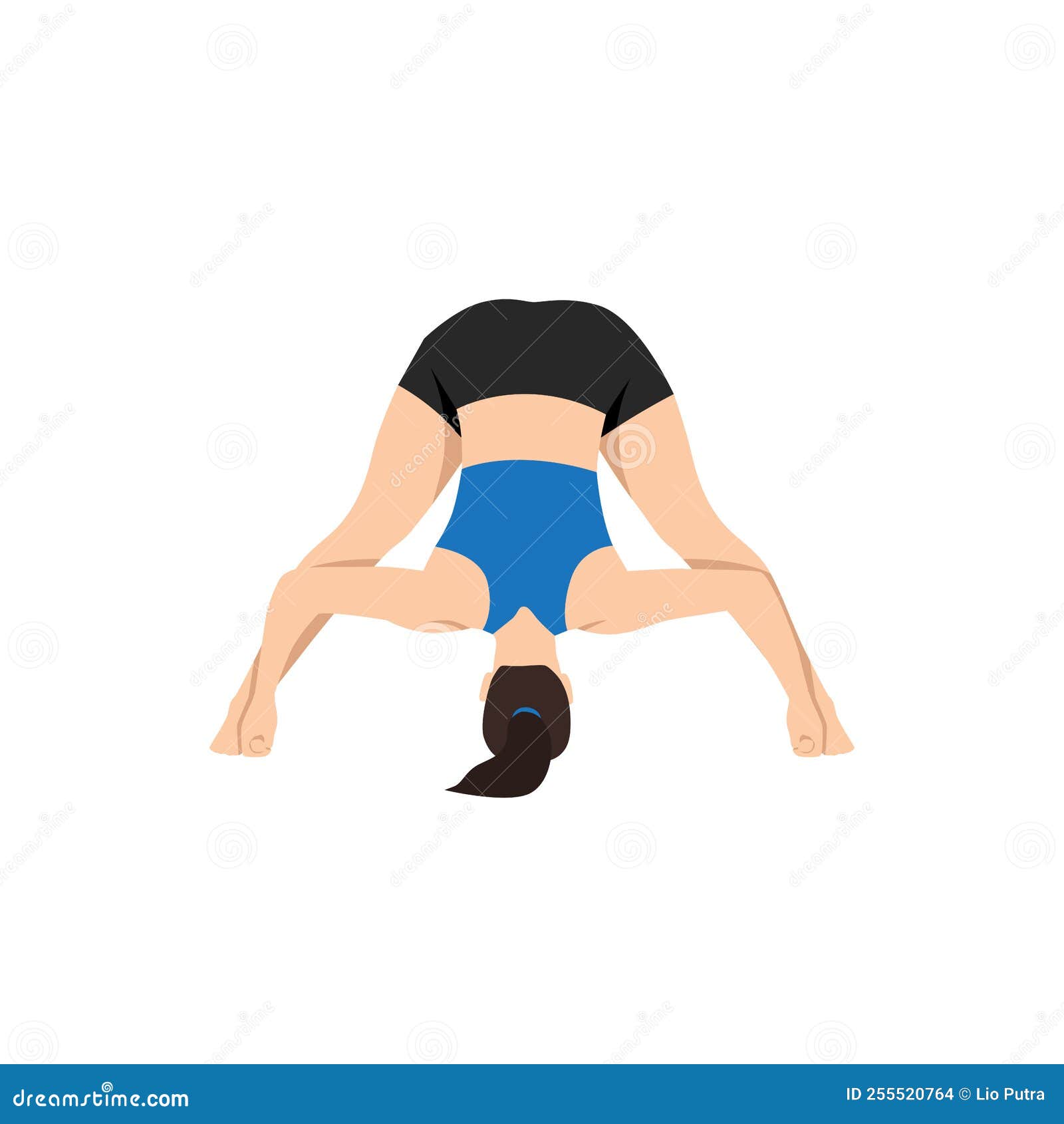 Woman Doing Intense Leg Stretch Pose D, Wide Legged Forward Fold