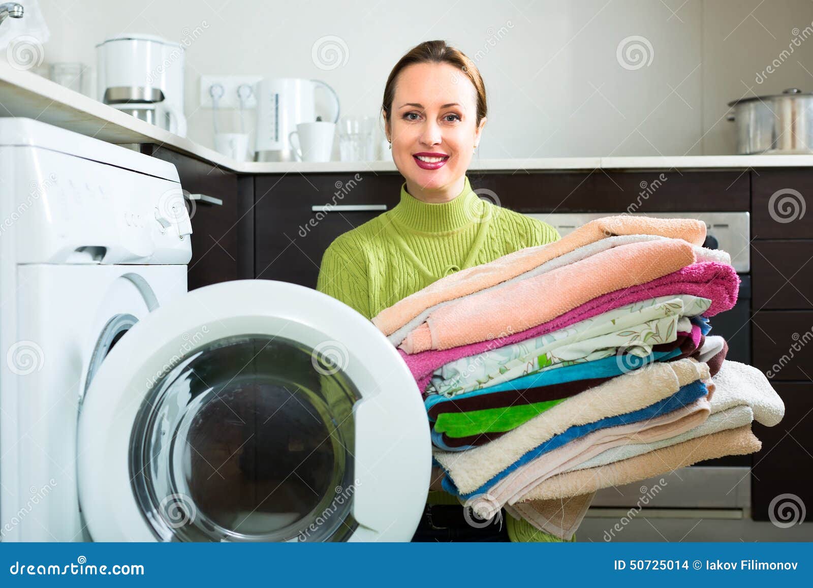 Woman Doing Laundry at Home Stock Photo - Image of home, purity: 50725014