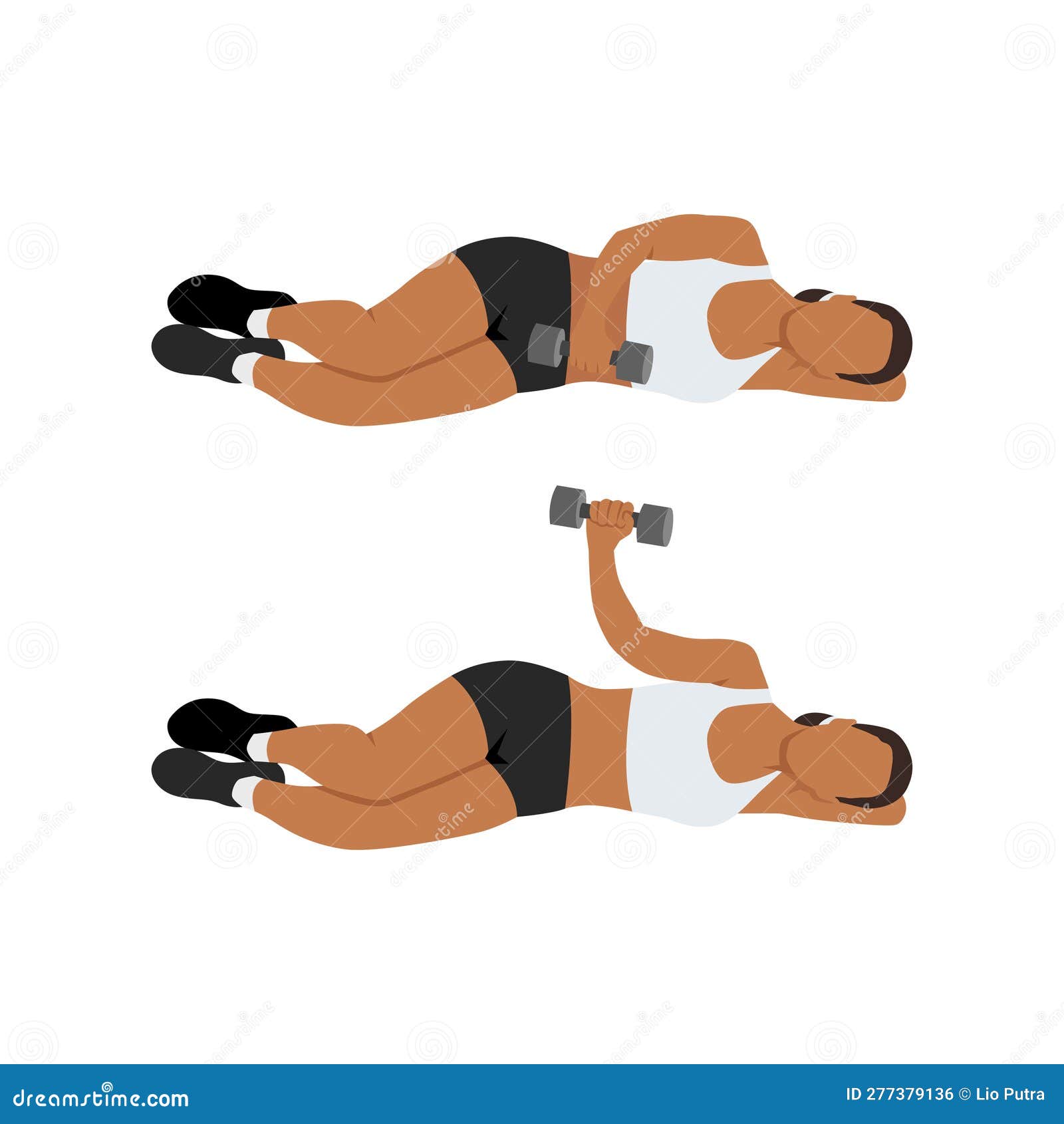 woman doing laying dumbbell external shoulder rotation