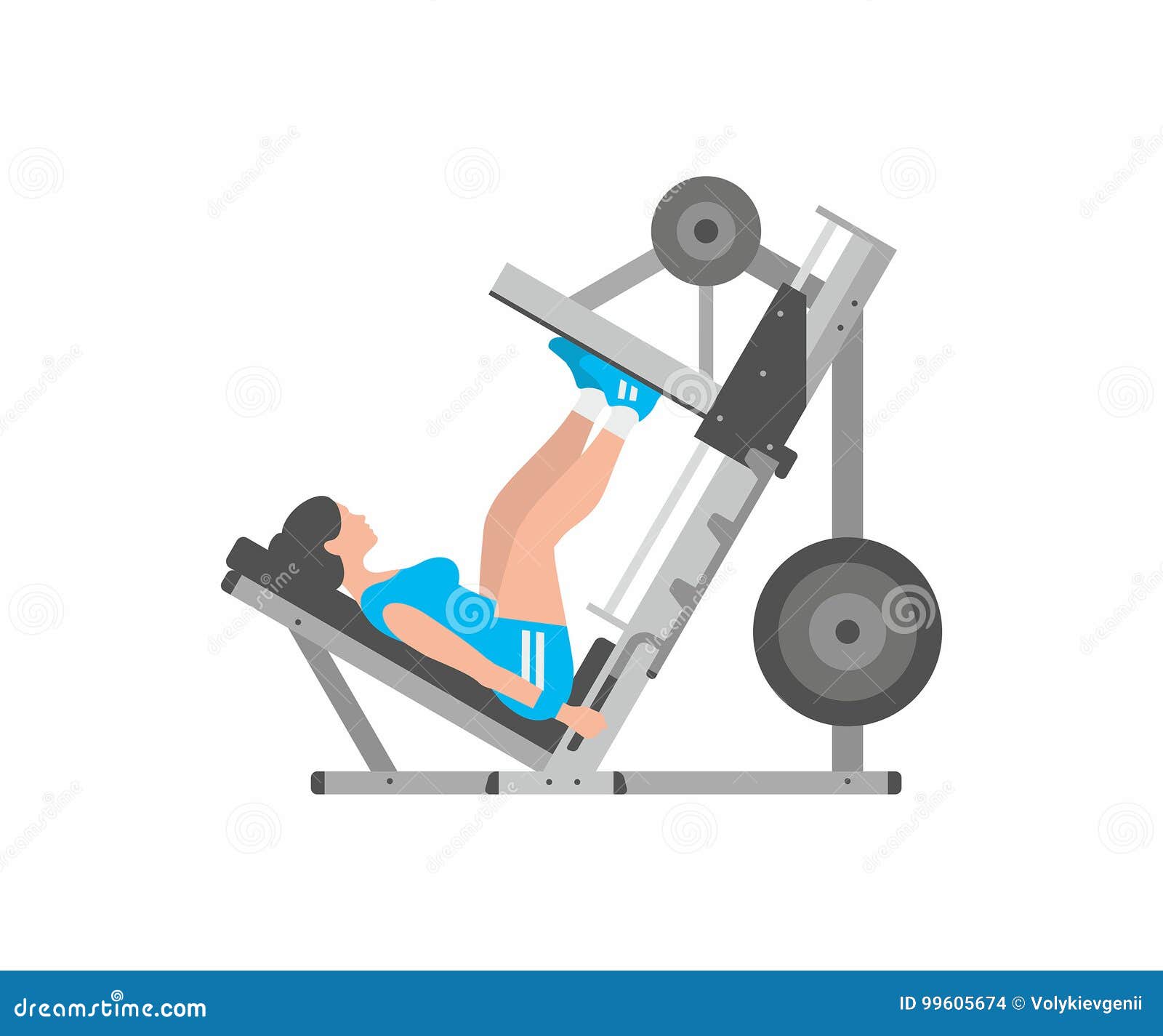 Woman doing leg presses stock vector. Illustration of equipment 99605674