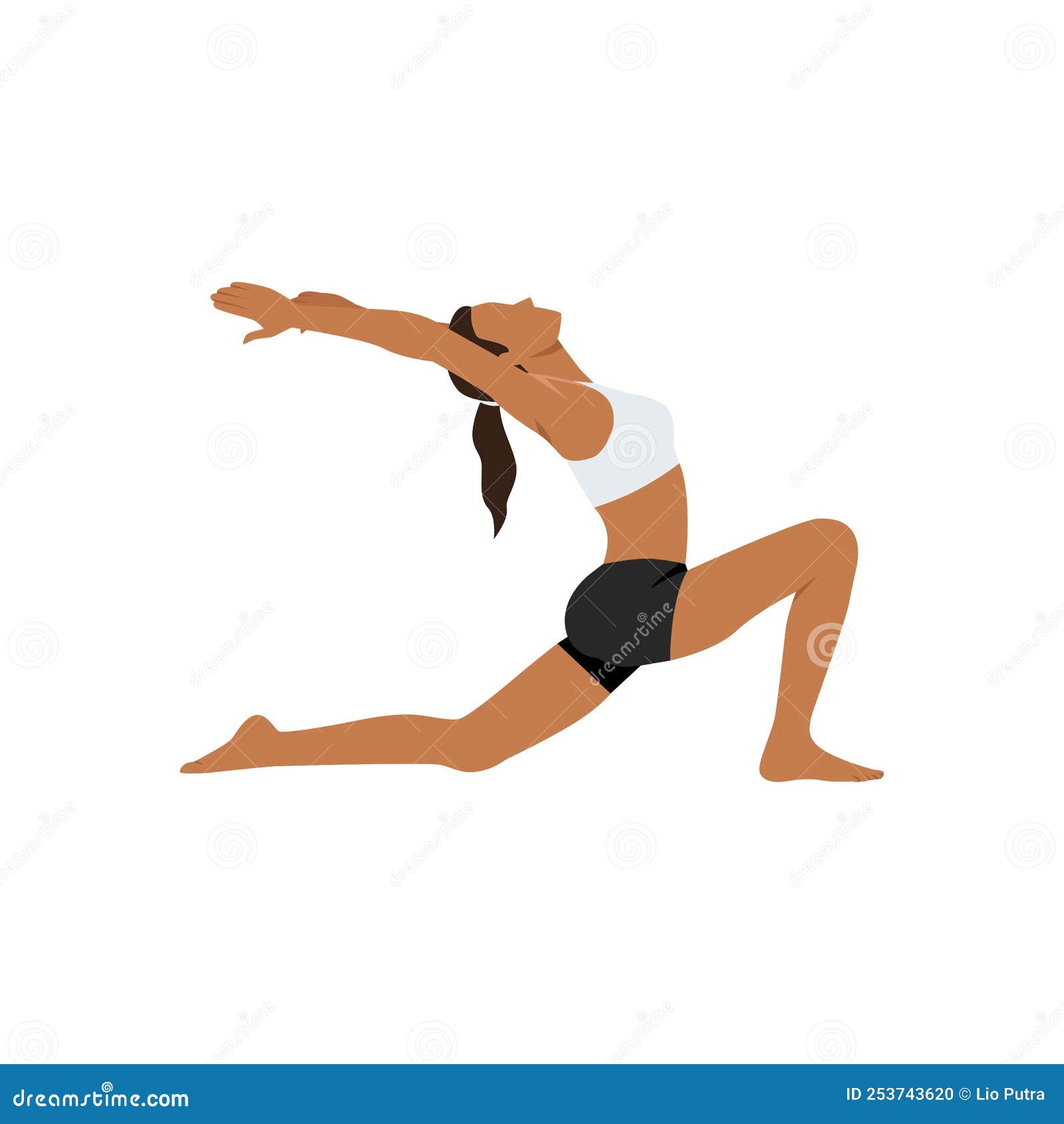 Woman Doing Low Lunge Pose Anjaneyasana Exercise. Flat Vector Stock ...