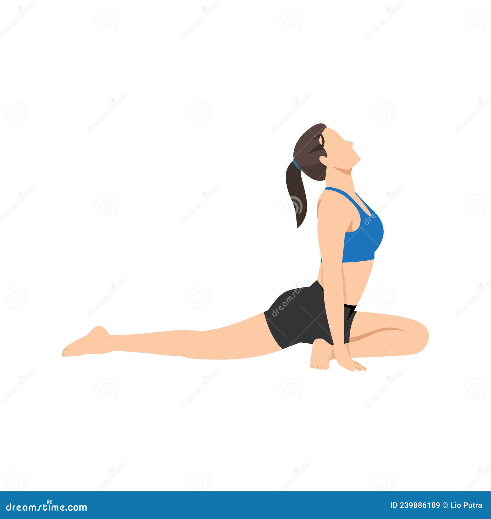 woman doing pigeon pose aka pada rajakapotasana exercise.