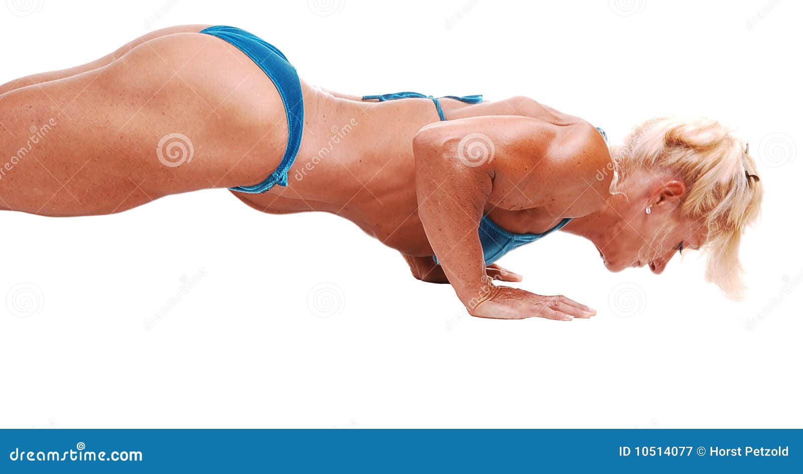 Press ups. Female exercising in underwear Stock Photo by ©petertt