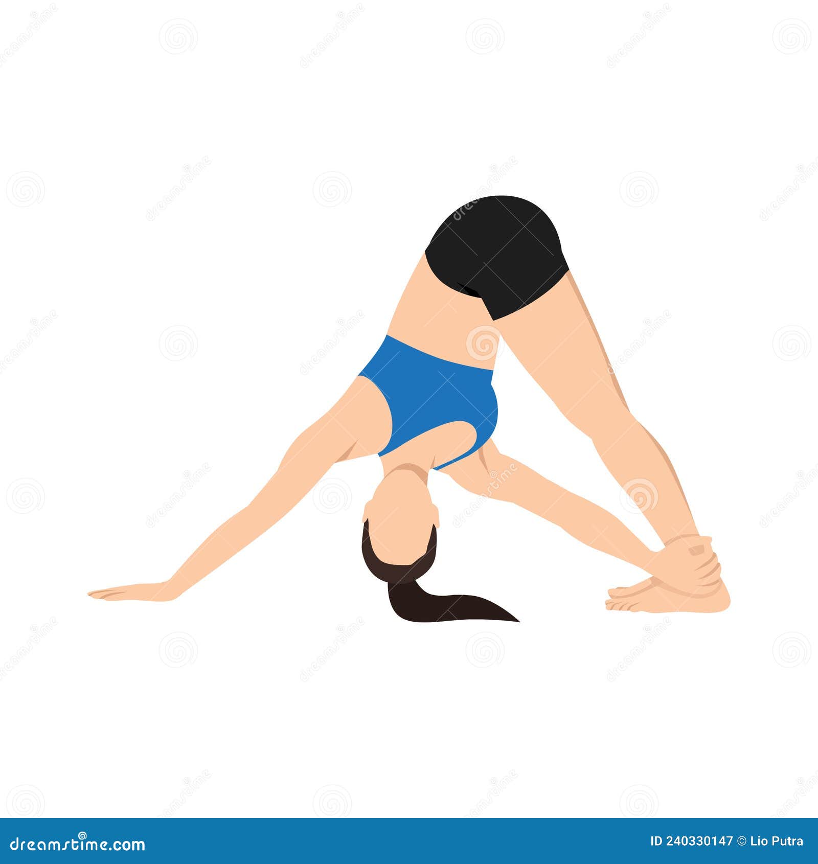 woman doing revolved downward facing dog pose parivrtta ado mukha svanasana