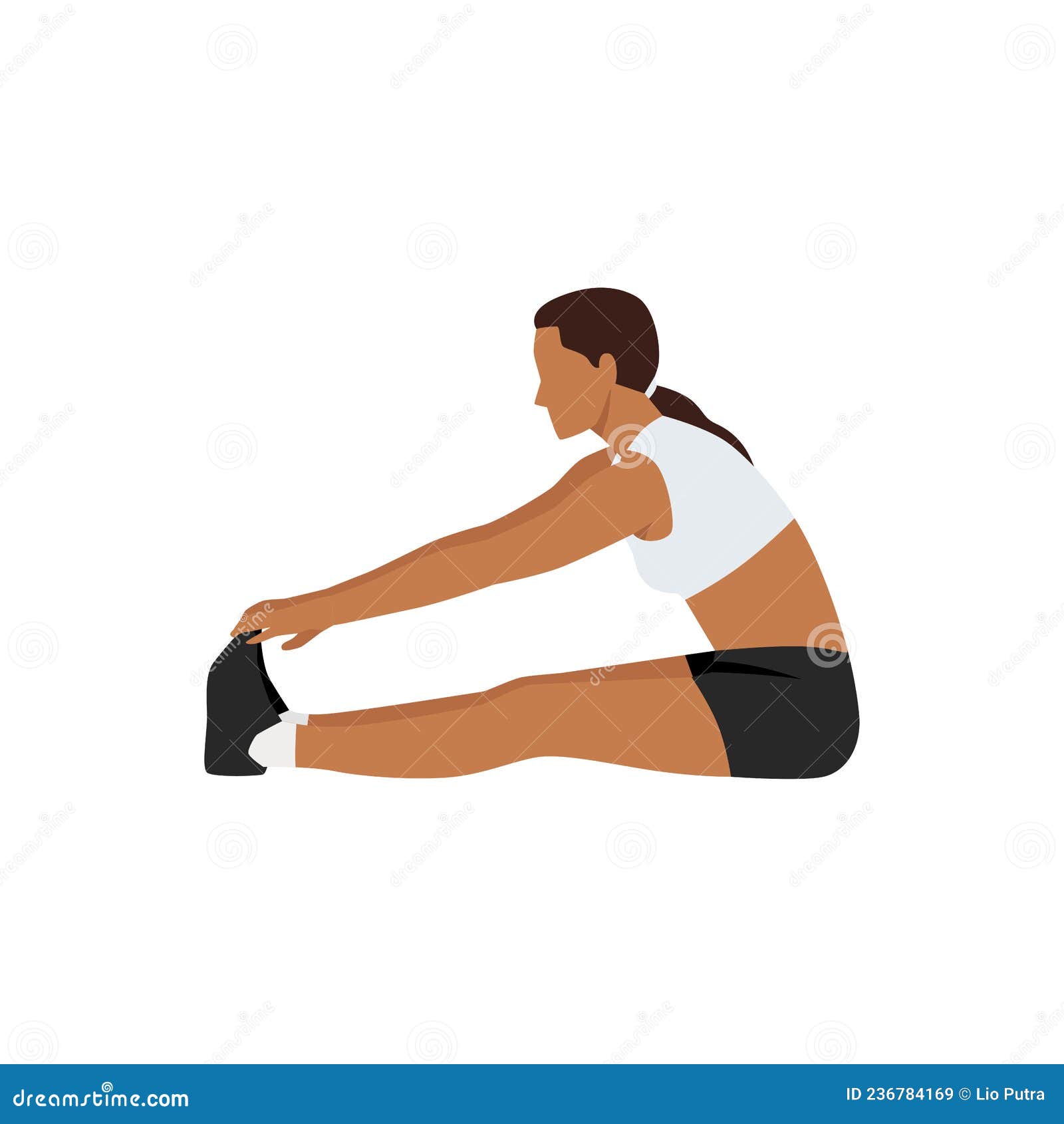 Woman doing Ragdoll. Forward bend. Fold stretch exercise. Stock Vector