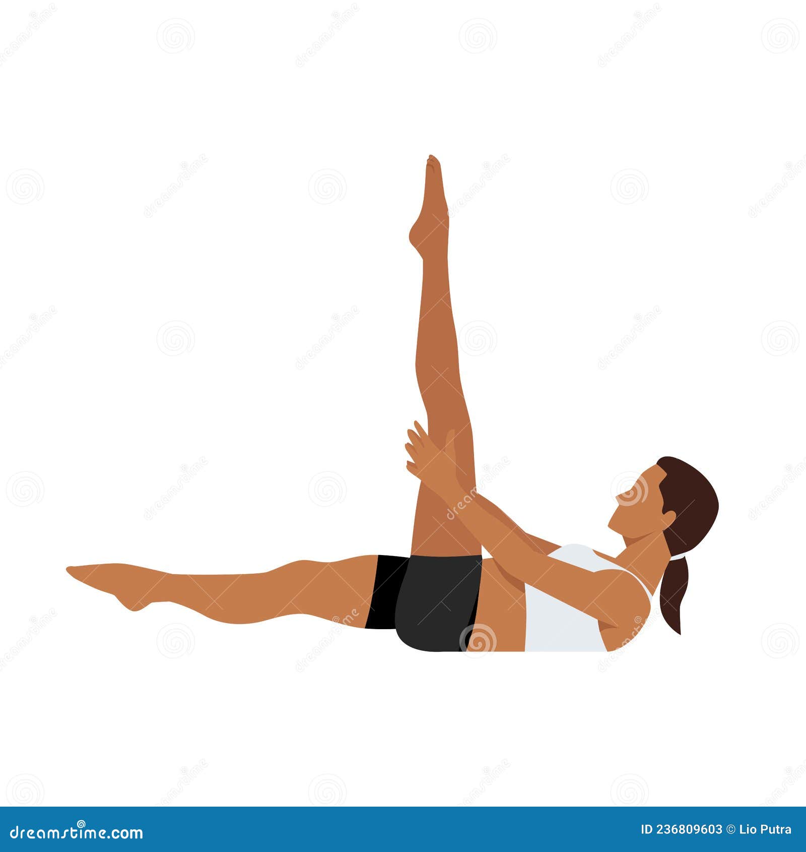 Woman Doing Single Straight Leg Stretch Pilates Stock Vector ...