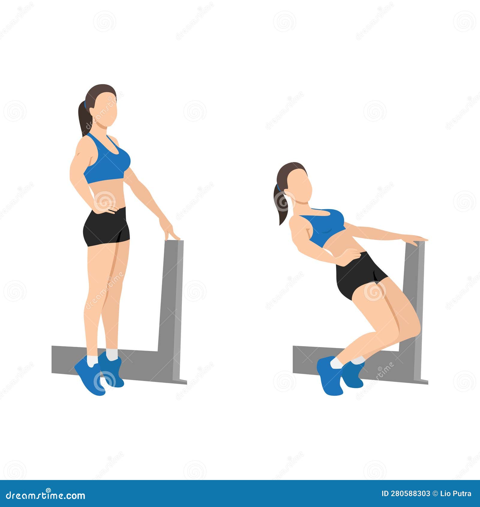 Woman Doing Sissy Squat Exercise Stock Vector - Illustration of curl,  sport: 280588303