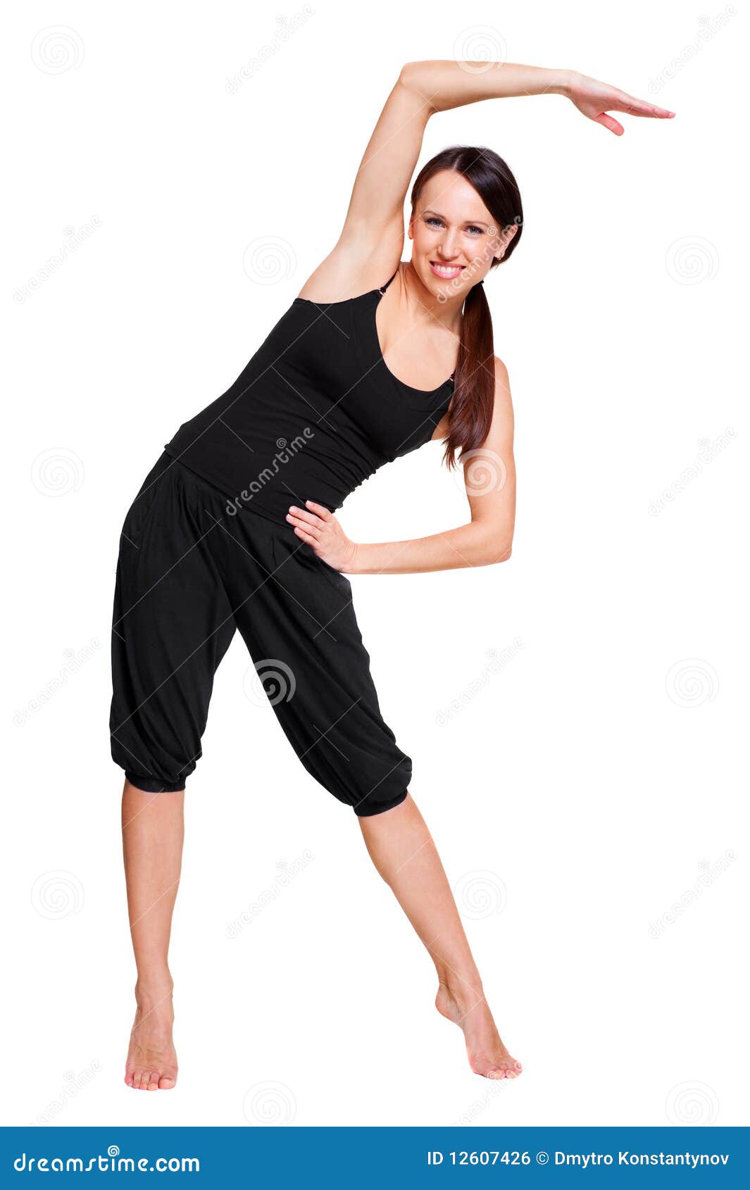 Woman Doing Sporty Exercises. Isolated on White Stock Photo - Image of ...