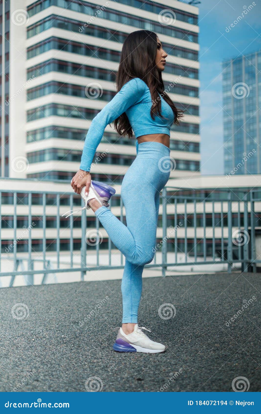 Woman Doing Workout Alone on a Roof Stock Photo Image of male