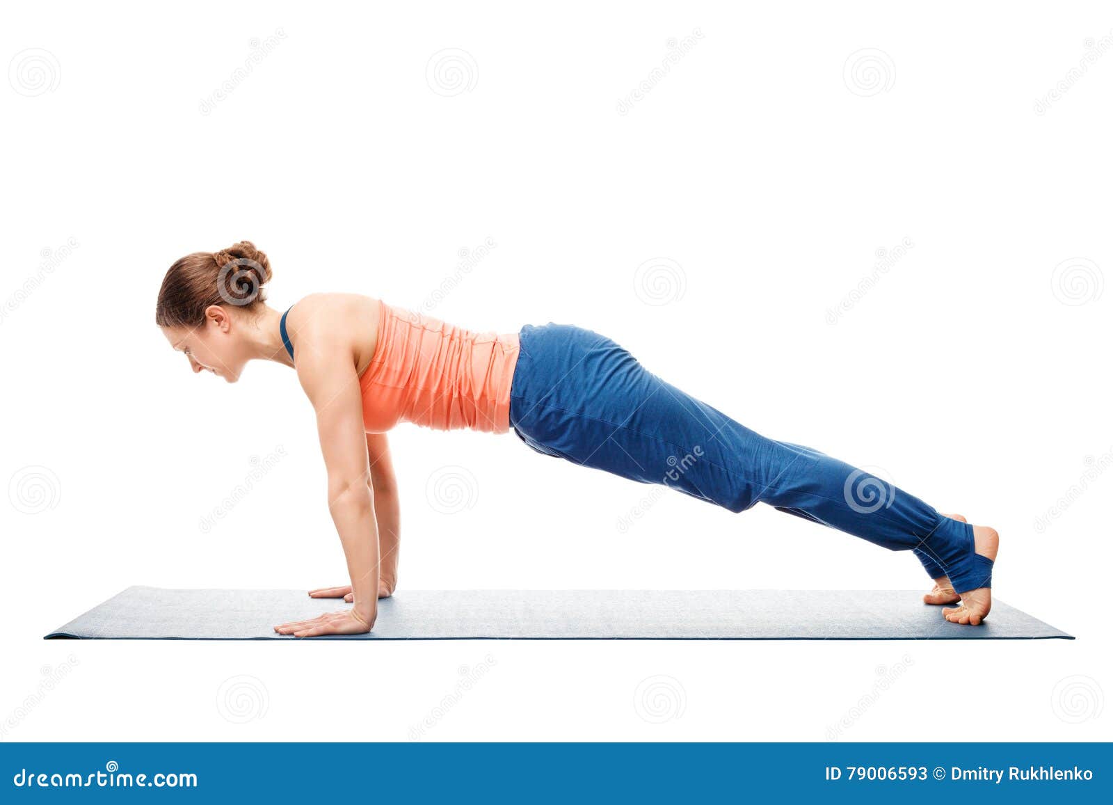 Woman Doing Yoga Asana Utthita Chaturanga Dandasana Or Phalakasana Stock Image Image Of Training Plank 79006593