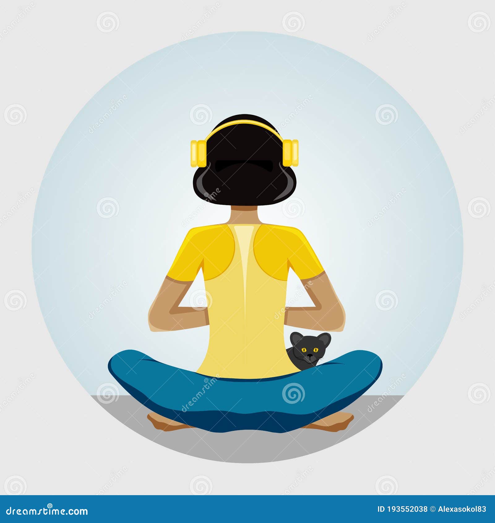 Young Woman Yoga Pose Headphones Stock Illustrations – 67